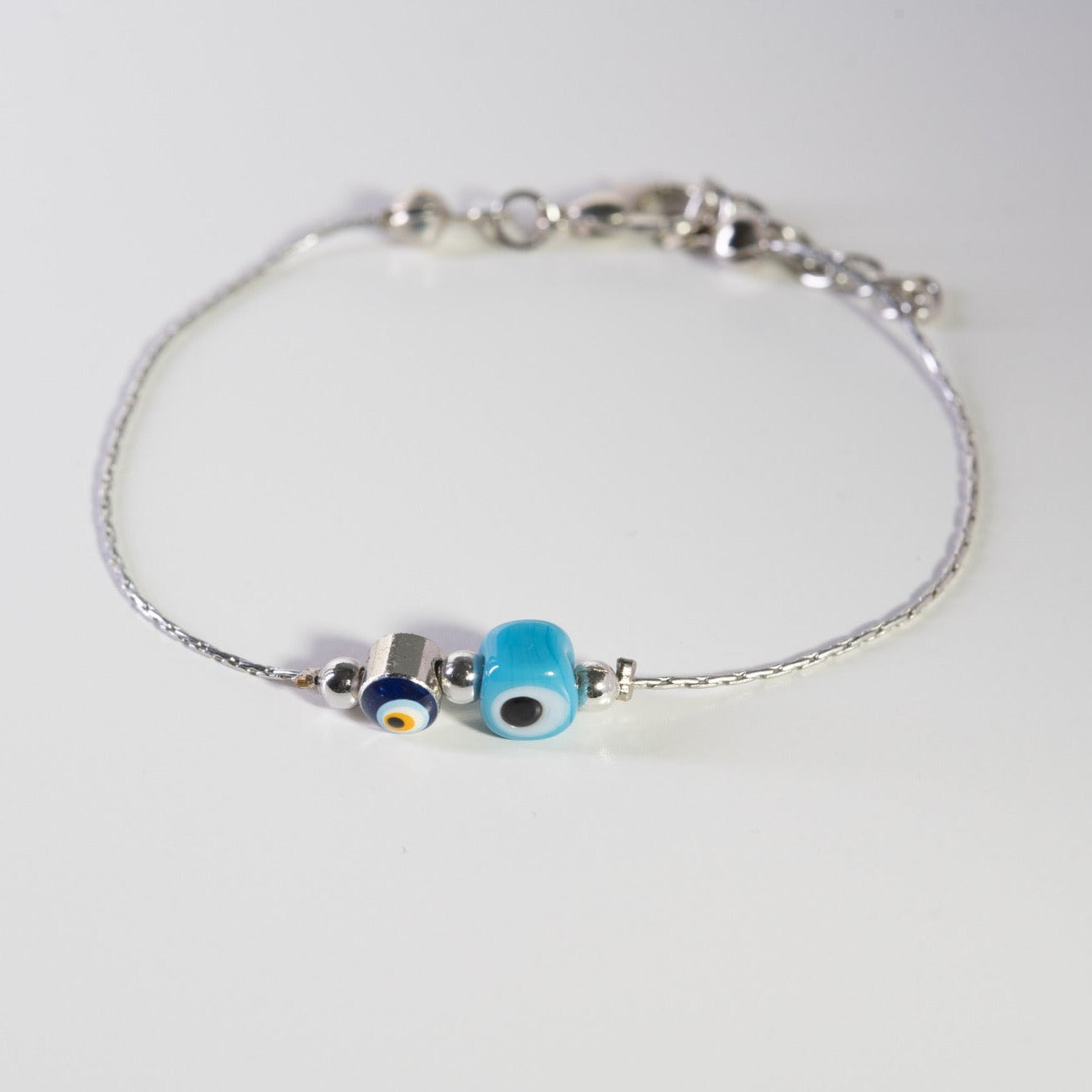 Silver Evil Eye Bracelet Canada US, Handmade Sustainable Jewelry