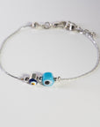 Silver Evil Eye Bracelet Canada US, Handmade Sustainable Jewelry